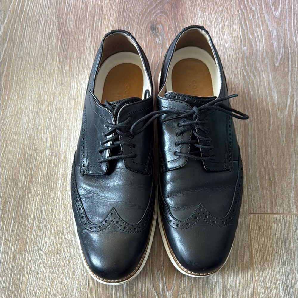 Cole Haan Men's Black Leather Wingtip Shoes